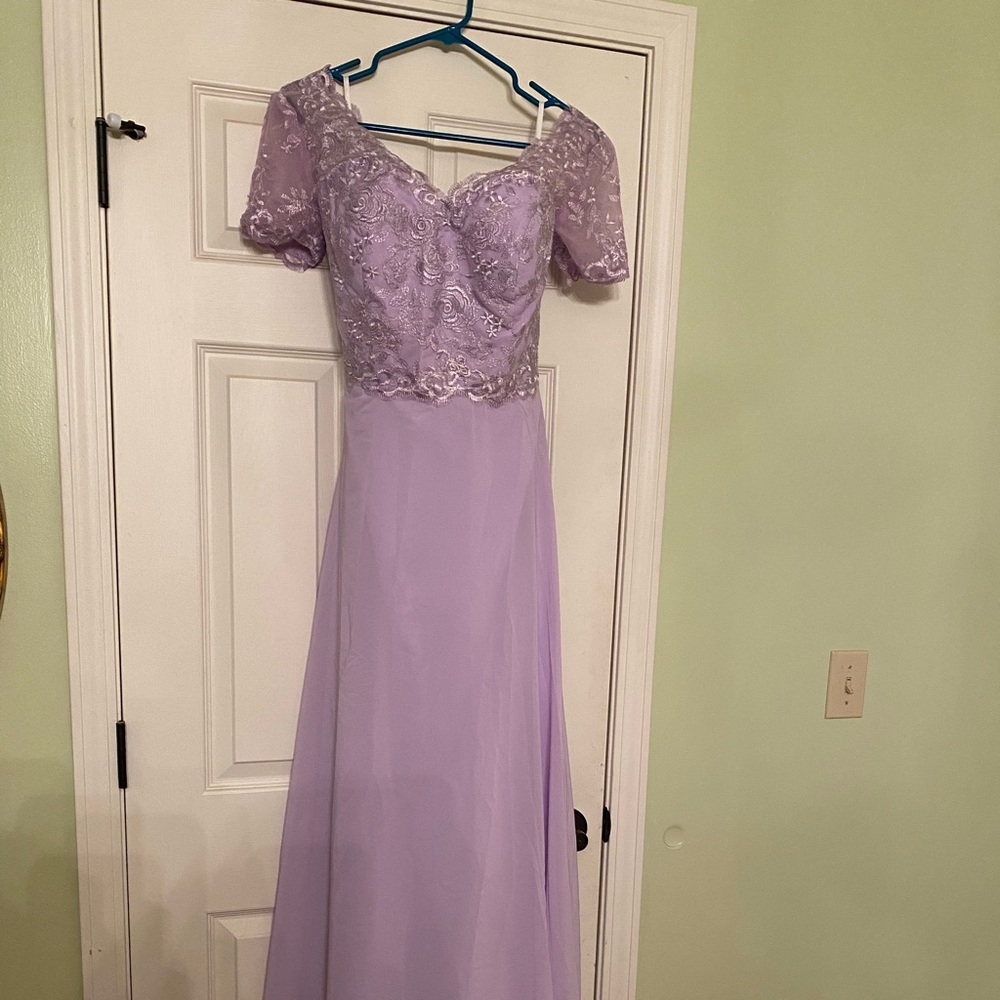 Lilac formal gown.